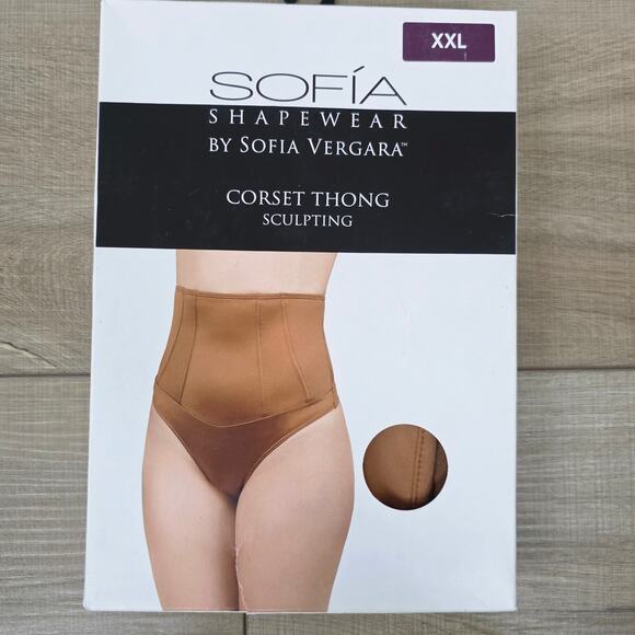 Sofia Intimates by Sofia Vergara Bronze Corset Thong Sculpting Women Sz XXL - Picture 3 of 10